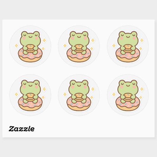 Kawaii Frog with Donut Sticker (Blatt)