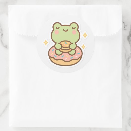 Kawaii Frog with Donut Sticker (Tasche)