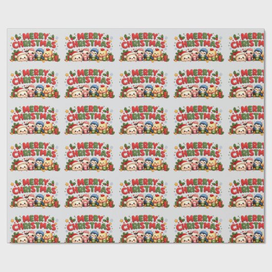 Kawaii Frohe Weihnachten Geschenkpapier (Flach)