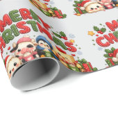 Kawaii Frohe Weihnachten Geschenkpapier (Rolleneckpunkt)