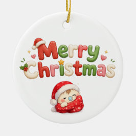 Kawaii Frohe Weihnachten Keramik Ornament