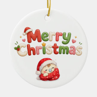 Kawaii Frohe Weihnachten Keramik Ornament