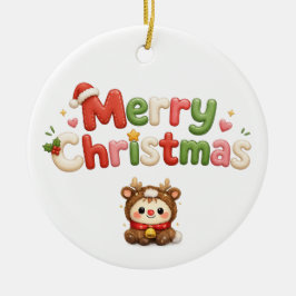 Kawaii Frohe Weihnachten Keramik Ornament