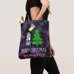 Kawaii Frohe Weihnachten mit Unicorn und Corgi Tasche