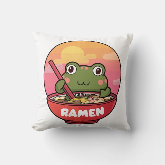 Kawaii Frosch fressende Männer Kissen (Vorderseite)