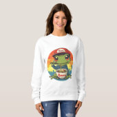 Kawaii Frosch fressende Männer Sweatshirt (Vorne ganz)