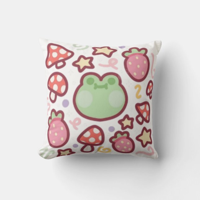 Kawaii-Frosch Kissen (Vorderseite)