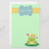 Kawaii Frosch mit dem Funkeln mustert auf einer Briefpapier (Vorne/Hinten)
