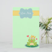 Kawaii Frosch mit dem Funkeln mustert auf einer Briefpapier (Stehend Vorderseite)