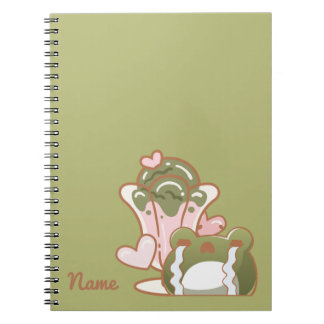 Kawaii-Frosch mit Matcha-Kuchen personalisiertes N Notizblock