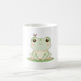 Kawaii-Frosch mit Schmetterling Süßes Naturdesign Kaffeetasse