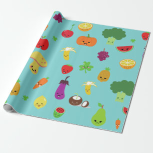 kawaii Frucht Klee Kleeblatt süß vegan Geschenkpapier