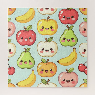 Kawaii-Frucht nahtloses Muster Süße Cartoon Puzzle