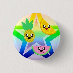 KAWAII FRUCHT-REGENBOGEN-STERN-BUTTON-KNOPF BUTTON