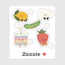 Kawaii Frucht und Dessert Clipart Aufkleber