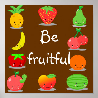 Kawaii Fruchtposter Poster