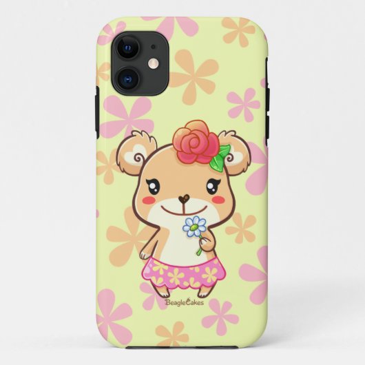 Kawaii Frühlings-Zeit-Blumen-Bär iPhone 5/5S Fall Case-Mate iPhone Hülle (Rückseite)