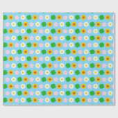 Kawaii Frühlingsblumen (blau) Geschenkpapier (Flach)
