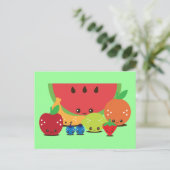 Kawaii Fruit Group Postkarte (Stehend Vorderseite)