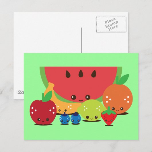 Kawaii Fruit Group Postkarte (Vorne/Hinten)