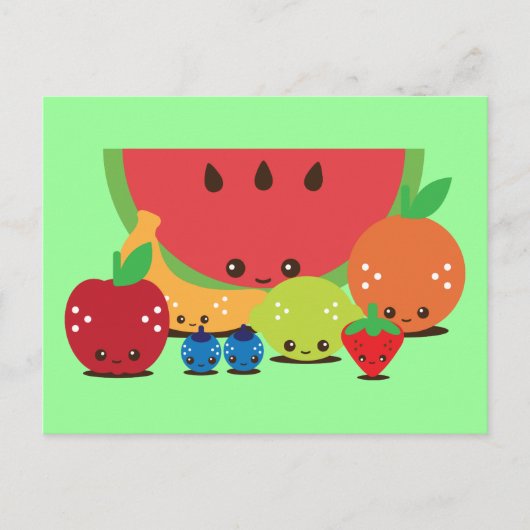 Kawaii Fruit Group Postkarte (Vorderseite)
