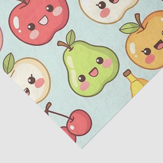 Kawaii Fruit Seamless Pattern Cute Cartoon Seidenpapier (Ausschnitt)