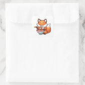 Kawaii-Fuchs frisst Ramen Quadratischer Aufkleber (Tasche)