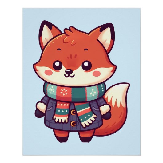 Kawaii-Fuchs für die Wintersaison Poster (Vorderseite)