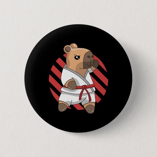 Kawaii Funny Capyra Capy Karate Martial Arts Keiko Button (Vorderseite)