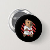 Kawaii Funny Capyra Capy Karate Martial Arts Keiko Button (Vorne & Hinten)