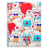 Kawaii Funny Cats Nahtlose Liebe Muster Notizblock (Vorderseite)