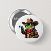 Kawaii Funny Cowboy Western Frog Lovers Button (Vorne & Hinten)