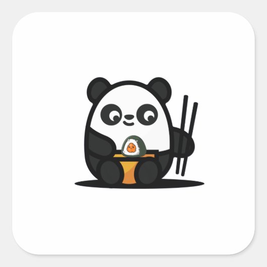 Kawaii Funny Panda Quadratischer Aufkleber (Vorderseite)