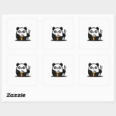 Kawaii Funny Panda Quadratischer Aufkleber (Blatt)