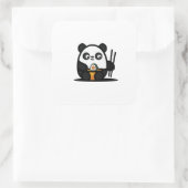 Kawaii Funny Panda Quadratischer Aufkleber (Tasche)