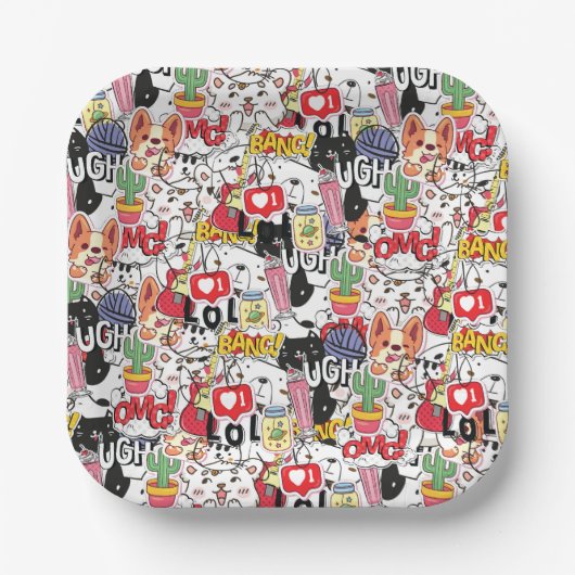 kawaii funny pet design - cute animal lover  pappteller (Vorderseite)