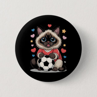 Kawaii Fußball Katze Nur Mädchen Das Birman Winni  Button