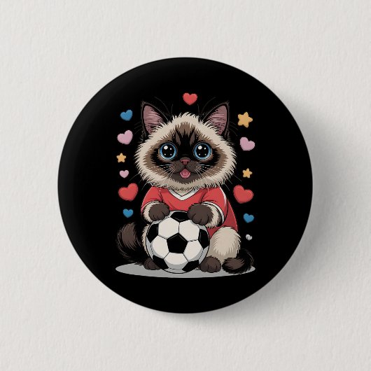 Kawaii Fußball Katze Nur Mädchen Das Birman Winni  Button (Vorderseite)