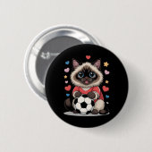 Kawaii Fußball Katze Nur Mädchen Das Birman Winni  Button (Vorne & Hinten)