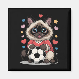 Kawaii Fußballkatze nur Mädchen, das Birman Winni Magnet