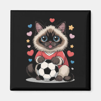 Kawaii Fußballkatze nur Mädchen, das Birman Winni  Magnet