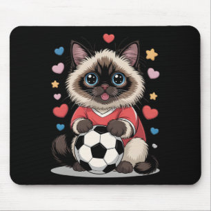 Kawaii Fußballkatze nur Mädchen, das Birman Winni Mousepad