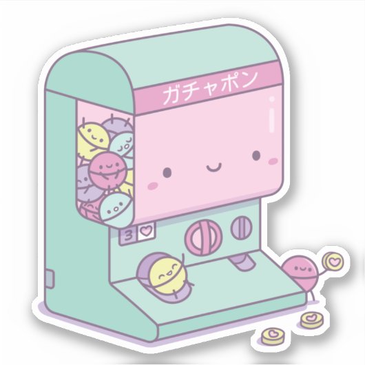Kawaii Gachapon Japan Kapselspielzeug Doodle Aufkleber (Vorderseite)