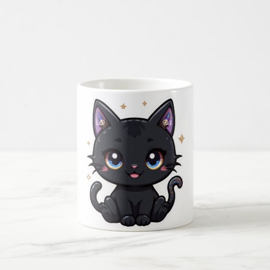 Kawaii Galaxy Black Cat Tasse Niedlich Celestial K (Mittel)