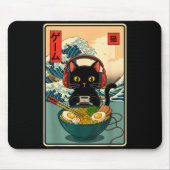 Kawaii Gamer Cat Ramen Retro Japanese Funny Cat Ga Mousepad (Vorne)