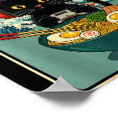 Kawaii Gamer Cat Ramen Retro Japanese Funny Cat Ga Poster (Ecke)