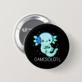 Kawaii Gamesolotl Axolotl Gamer Button (Vorne & Hinten)