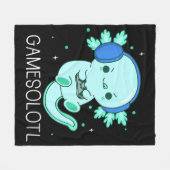 Kawaii Gamesolotl Axolotl Gamer Fleecedecke (Vorderseite (Horizontal))
