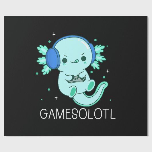 Kawaii Gamesolotl Axolotl Gamer Geschenkpapier (Flach)