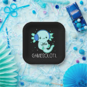 Kawaii Gamesolotl Axolotl Gamer Pappteller (Party)